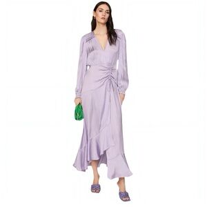 Maje Lavender Satin Maxi Dress Rouvina Size Small
